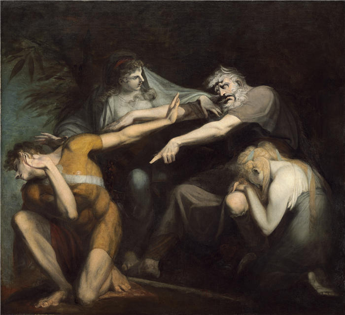 亨利·福塞利(Henry Fuseli，瑞士)作品-俄狄浦斯诅咒他的儿子波利尼特斯（1786）