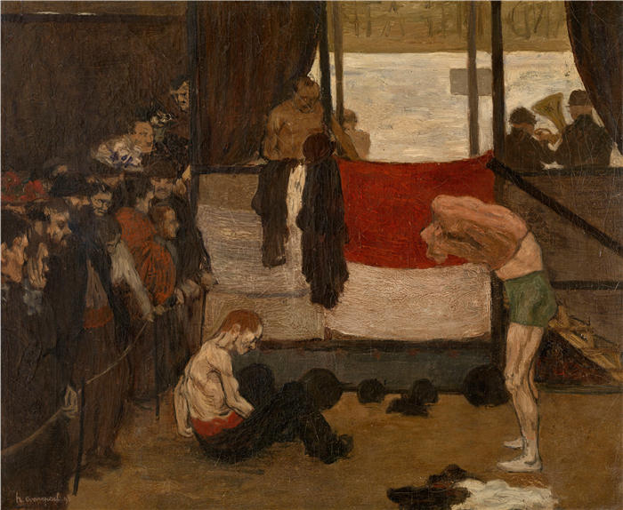 亨利·埃文尼波尔（Henri Evenepoel）作品-集市摔跤营（1898）
