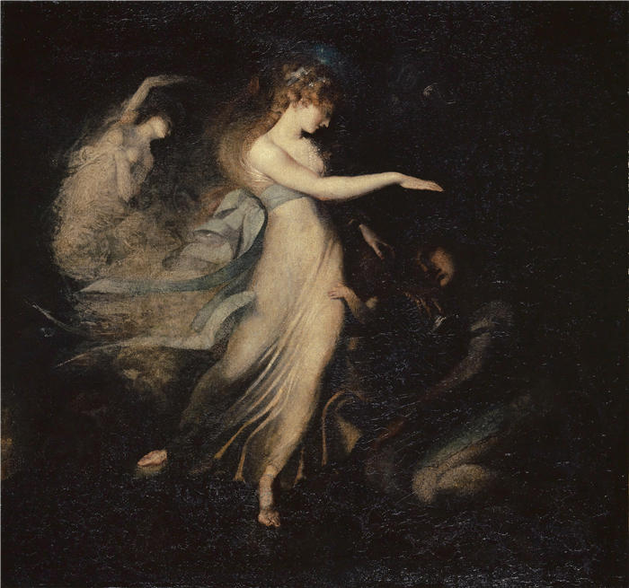 亨利·福塞利(Henry Fuseli，瑞士)作品-仙女女王出现在亚瑟王子面前（1785-1788）