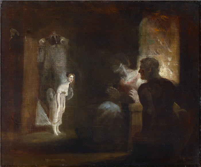 亨利·福塞利(Henry Fuseli，瑞士)作品-昂丁走进渔夫和他的妻子的家（1821）