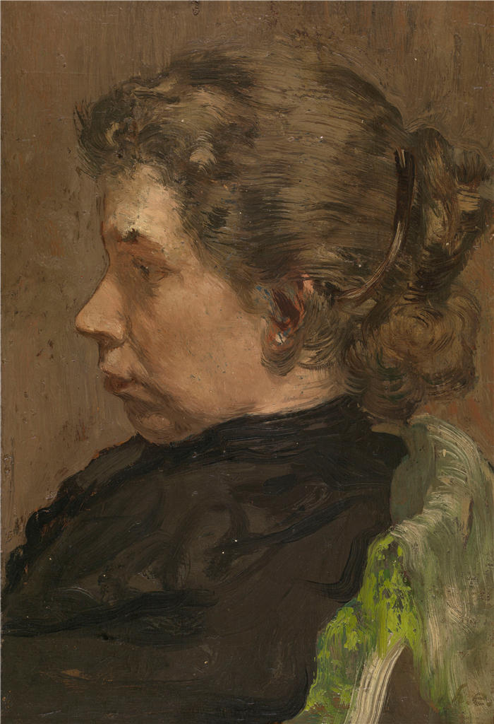 亨利·埃文尼波尔（Henri Evenepoel）作品-带绿色椅子的肖像