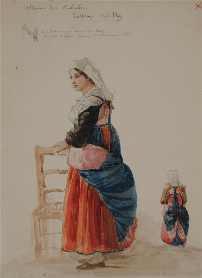 雅克·雷蒙德·布拉斯卡萨特（Jacques-Raymond Brascassat）作品-卡拉布里斯服装研究（1829-10）