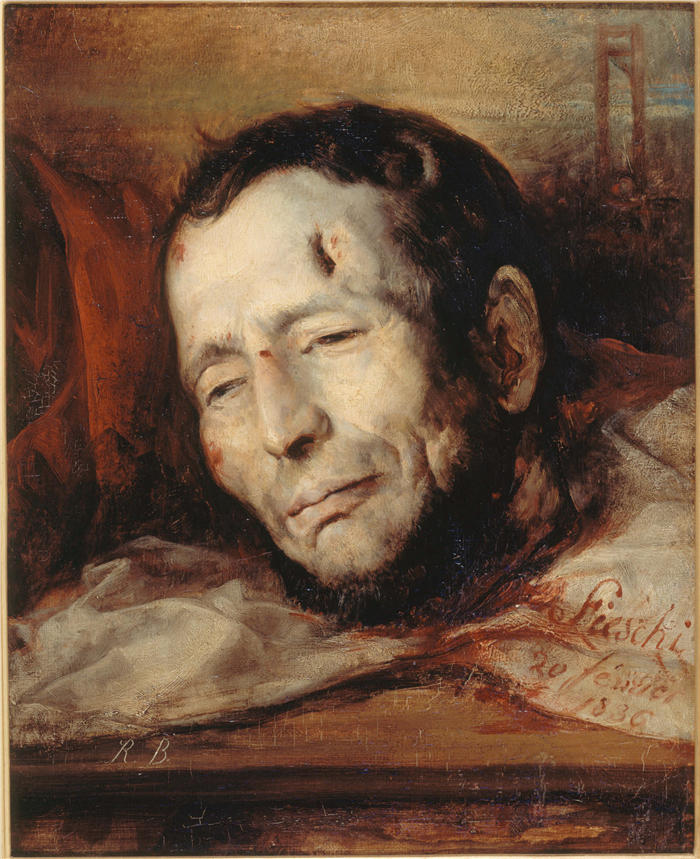 雅克·雷蒙德·布拉斯卡萨特（Jacques-Raymond Brascassat）作品-朱塞佩·菲斯基（1790-1836）被处决后的头像（1836）