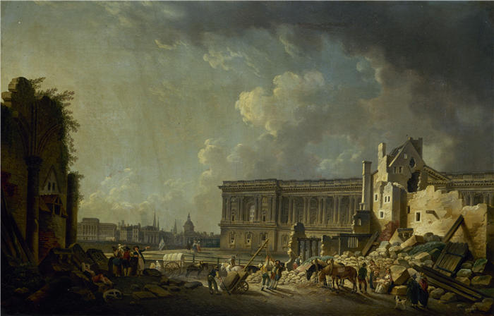 皮埃尔·安托万·德马基（Pierre-Antoine Demachy，法国）作品-卢浮宫柱廊（1756年）