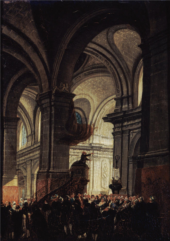 皮埃尔·安托万·德马基（Pierre-Antoine Demachy，法国）作品-圣罗赫布道会（1780年） 