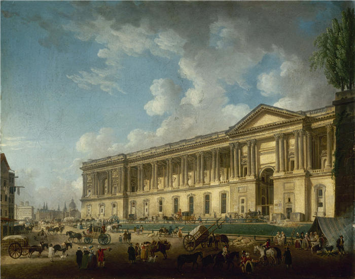 皮埃尔·安托万·德马基（Pierre-Antoine Demachy，法国）作品-卢浮宫柱廊，新纪元（1773年） 