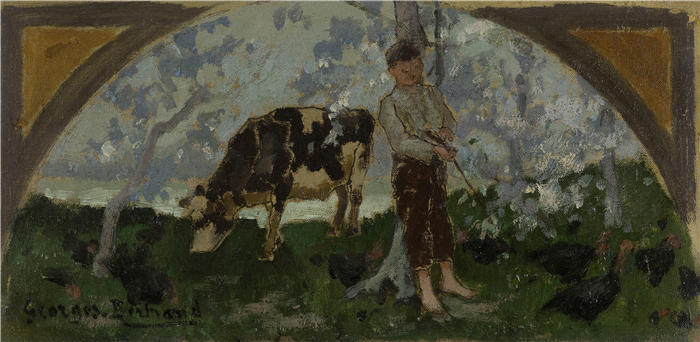 乔治·伯特兰（Georges Bertrand）作品-小牛，家禽（1893年）
