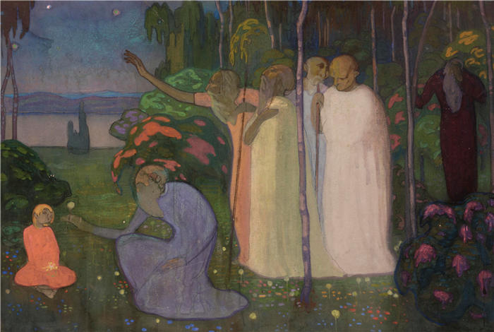 尼古拉·特里克（Nikolai Triik，爱沙尼亚，1884-1940）作品-Töusva nooruse ees（综合）（1909年）