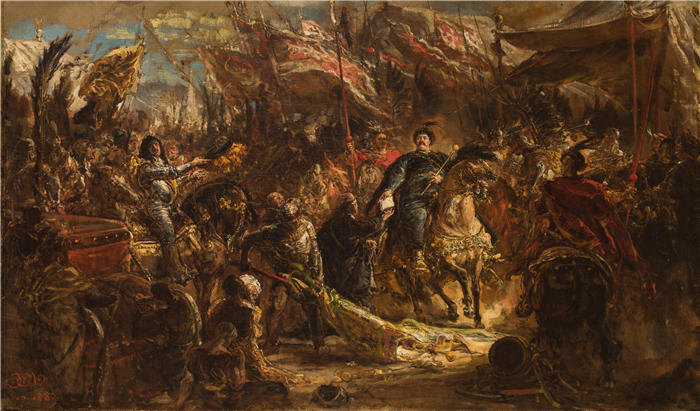 扬·马特耶科(Jan Matejko,波兰画家)作品-1683年(1880年),扬三世索比埃斯基亲手卡农·登霍夫(Canon Denhoff)给教皇的一封信