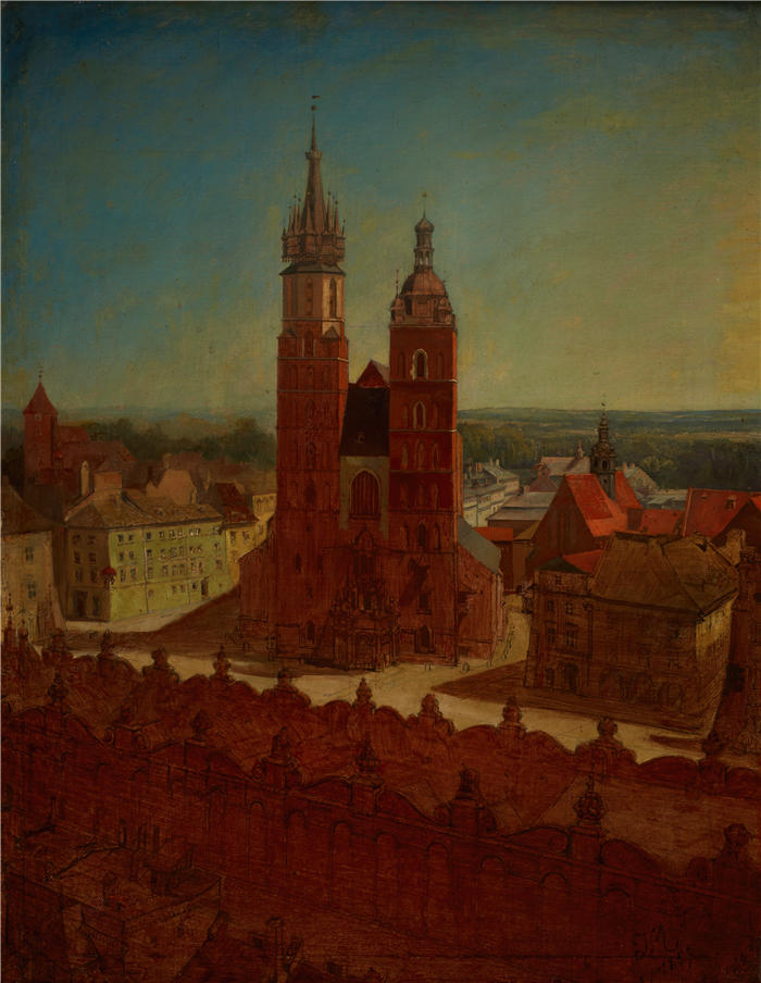 扬·马特耶科（Jan Matejko,波兰画家）作品-市政厅塔楼视图（1857年）