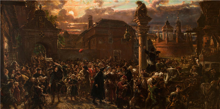 扬·马特耶科（Jan Matejko,波兰画家）高像素作品-1549年（1892年）学生离开克拉科夫