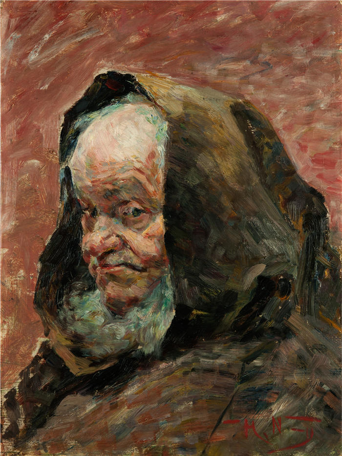 赫尔曼·诺尔曼（Herman Norrman，瑞典，1864-1906）作品-一位老人的头（约1887年）
