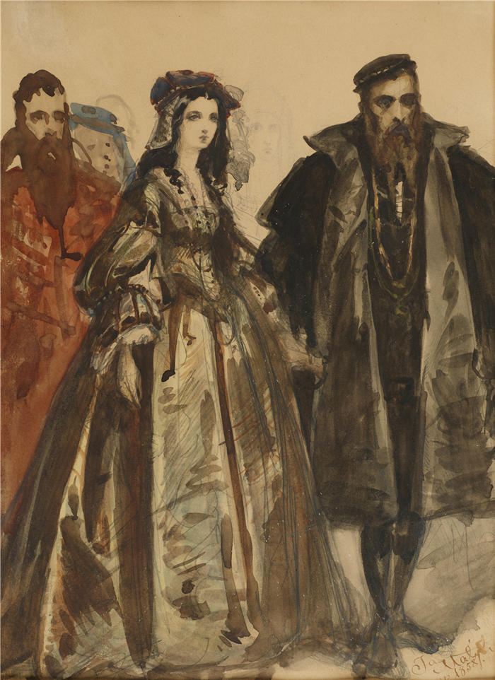扬·马特耶科（Jan Matejko,波兰画家）作品-齐格蒙二世奥古斯特和芭芭拉（1858）
