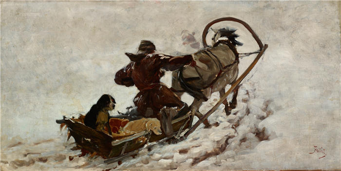 朱利安·法拉特（Julian Falat，波兰，1853-1929） 作品-猎狗（约1886年）