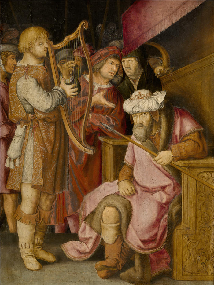 卢卡斯·范·莱登（Lucas van Leyden）作品-大卫为索尔竖琴