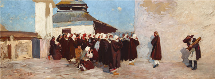 朱利安·法拉特（Julian Falat，波兰，1853-1929） 作品-在东正教教堂前 （1899年）