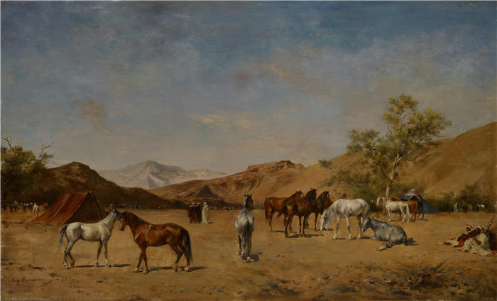 尤金·弗罗门廷（Eugène Fromentin，法国画家）作品-阿拉伯营地（1873）