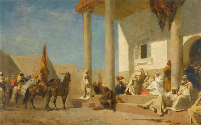 尤金·弗罗门廷（Eugène Fromentin，法国画家）在哈利法特（撒哈拉）举行听证会