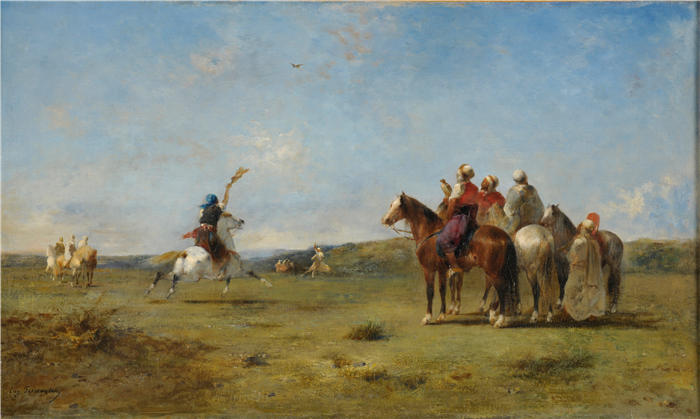 尤金·弗罗门廷（Eugène Fromentin，法国画家）作品-阿拉伯人猎鹰
