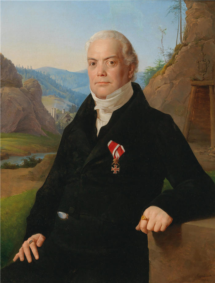 利奥波德·库佩尔维瑟（Leopold Kupelwieser） 作品-安东·里特尔·曼茨·冯·马里恩西（Mantua 1757-1830 Bad Ischl）的肖像
