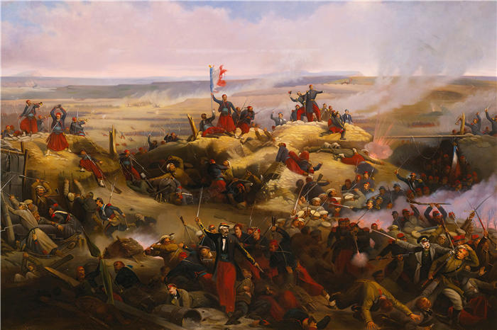 阿道夫·伊冯（Adolphe Yvon,法国）高清作品-1855年9月攻占马拉科夫峡谷