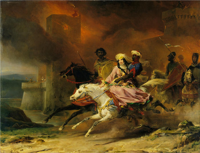 莱昂·科涅特(Léon Cogniet)作品-丽贝卡和布莱恩·德·博伊斯·吉尔伯特(1828)