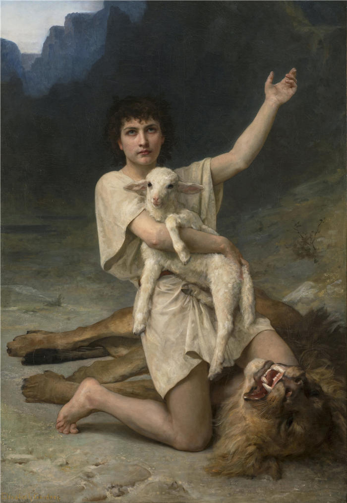 伊丽莎白·简·加德纳·布格罗（Elizabeth Jane Gardner Bouguereau）高清油画-牧羊人大卫（1895）