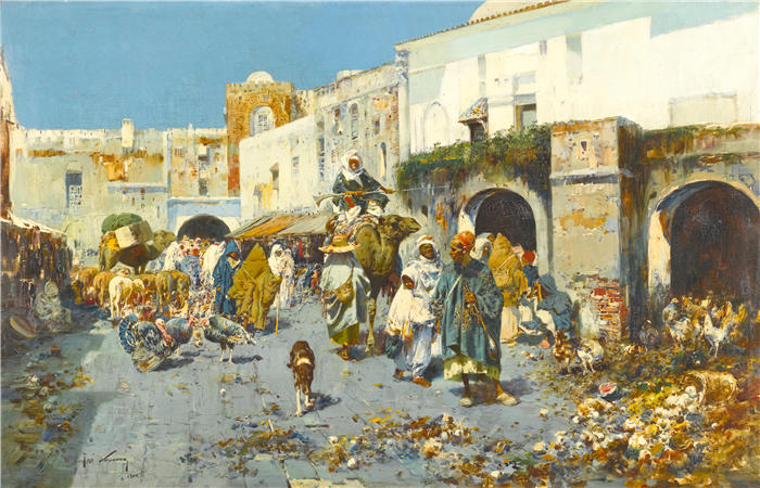 何塞·纳瓦罗·Y·洛伦斯（José Navarro y Llorens）作品-繁忙的街道（1900）