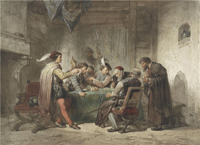 赫尔曼·弗雷德里克·卡尔·丹·凯特（Herman Frederik Carel Ten Kate）作品-出售战利品（1859） 