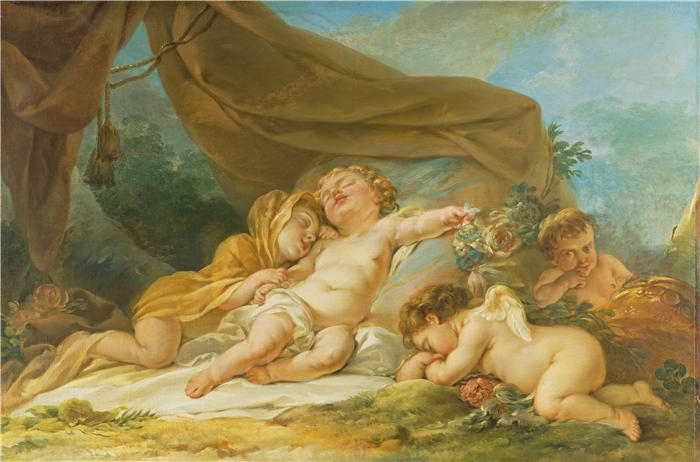 尼古拉·雷内·乔兰（Nicolas-René Jollain）高清作品-睡眠（1781）
