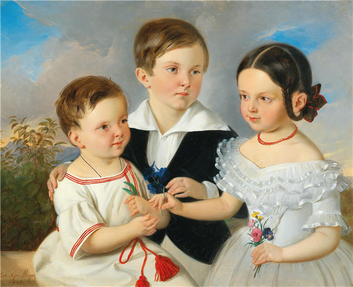约翰·内波穆克·迈耶（Johann Nepomuk Mayer）高清作品-三个兄弟姐妹