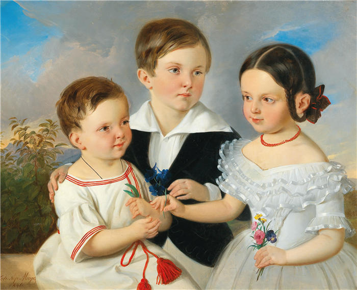 约翰·内波穆克·迈耶(Johann Nepomuk Mayer)高清作品-三个兄弟姐妹