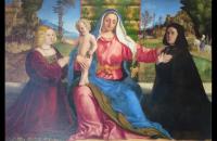 帕尔玛·韦基奥（Palma Vecchio）高清作品-麦当娜和孩子与捐赠者