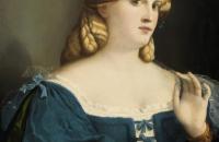 帕尔玛·韦基奥（Palma Vecchio）高清作品-穿蓝色连衣裙的年轻女子
