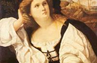 帕尔玛·韦基奥（Palma Vecchio）高清作品-戴琵琶的女士