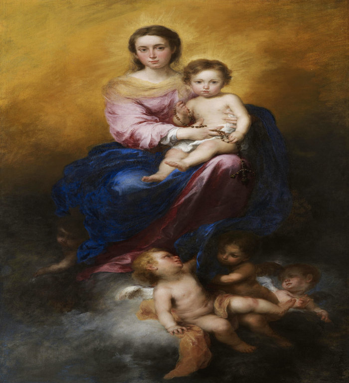 巴托洛梅·埃斯特班·穆里略（Bartolomé Esteban Murillo，西班牙画家）高清作品-玫瑰圣母