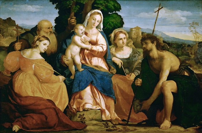 帕尔玛·韦基奥（Palma Vecchio）高清作品-神圣的对话