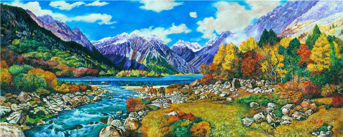 蔡晓斌高清油画作品下载- 澳洲风景（91x226）