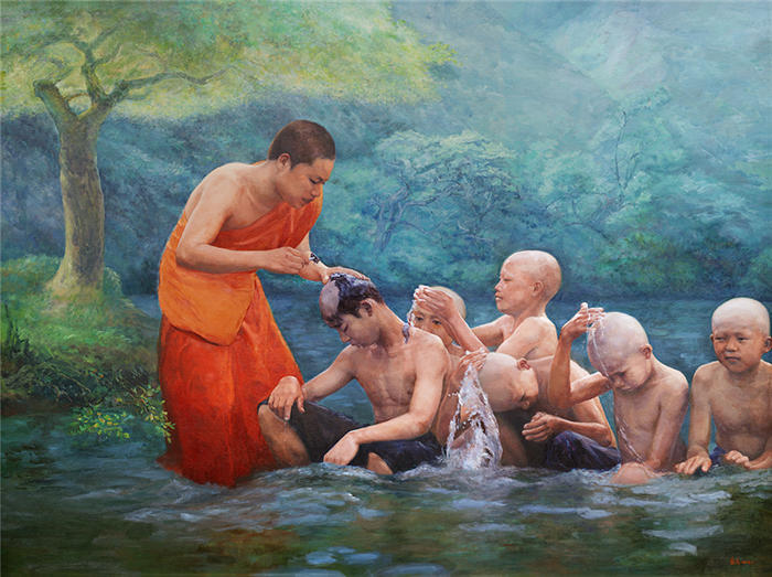 蔡豪杰高清油画作品- 剃度-120x160