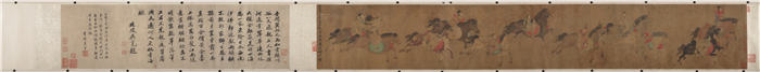 元代 赵雍 《蒙古马戏卷》 26.7x172
