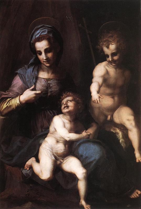 安德烈·德尔·萨托( Andrea del Sarto)作品欣赏-麦当娜和孩子与年轻的圣约翰