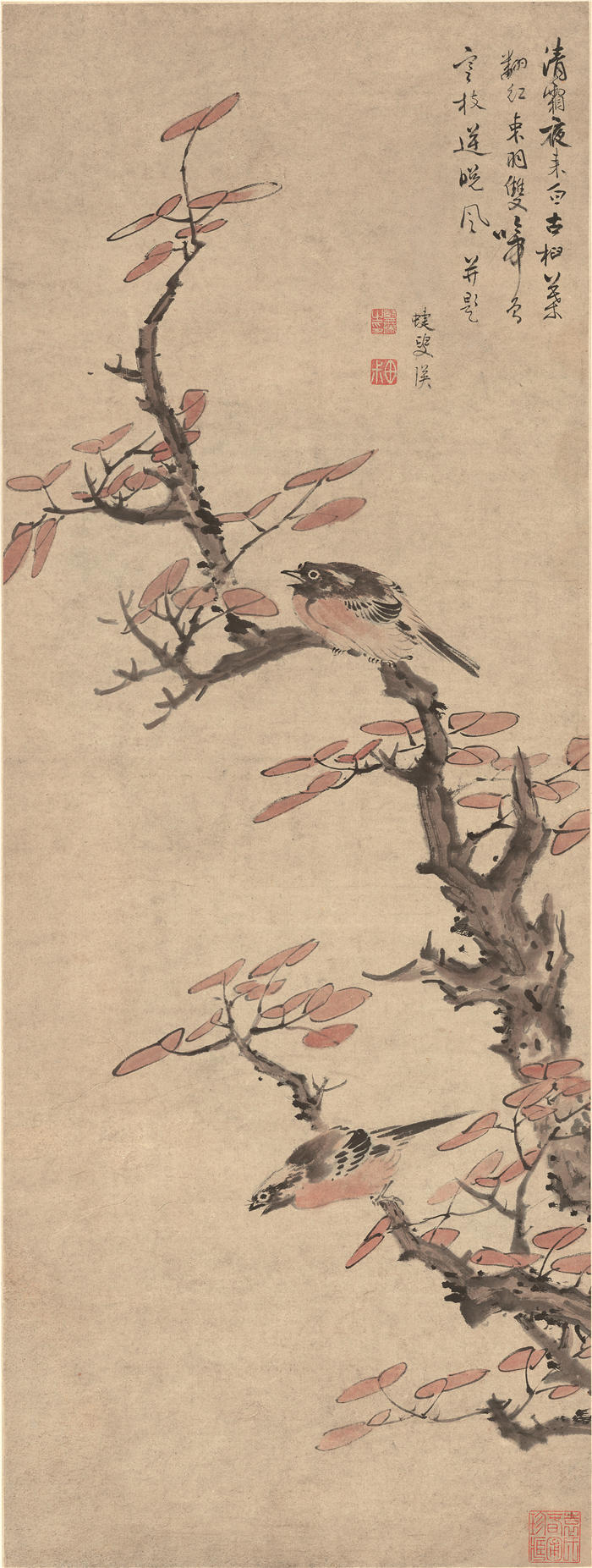 蓝瑛-《红叶秋禽图》高清作品下载