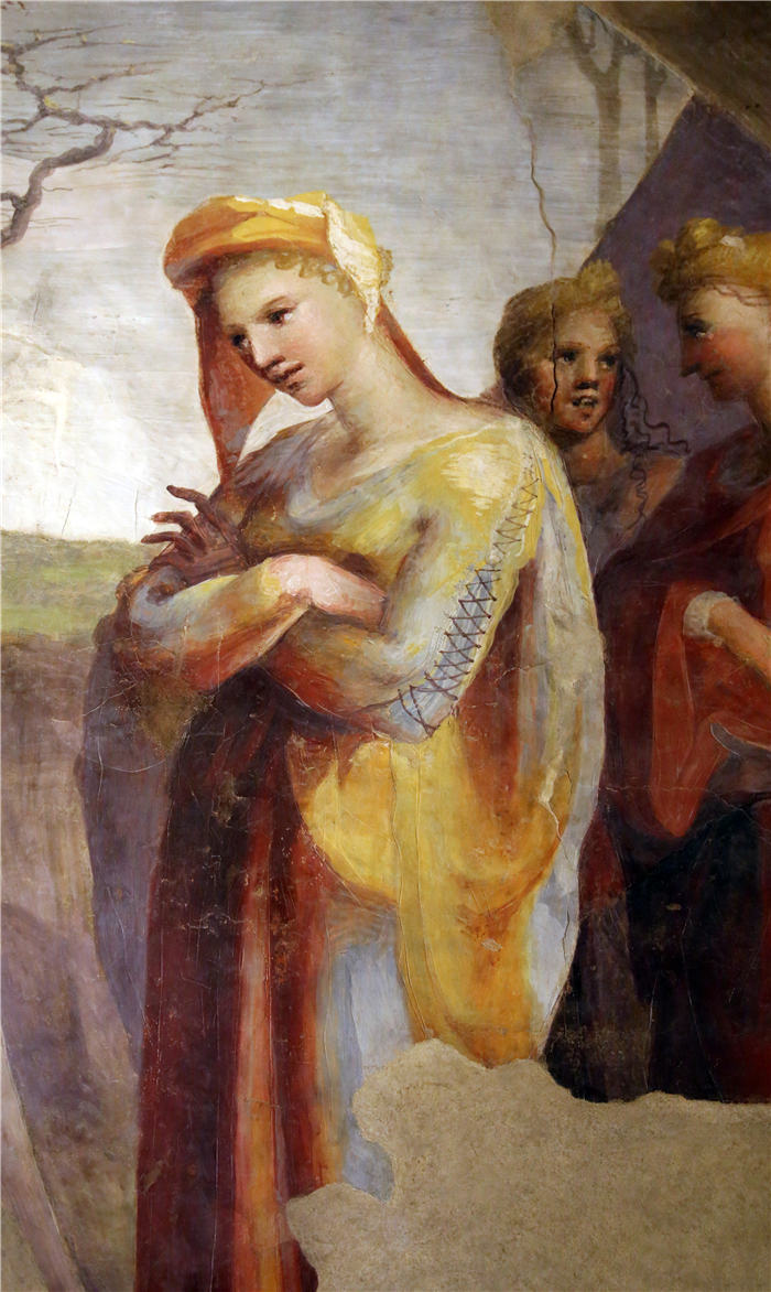 多梅尼科.贝卡富米(Domenico Beccafumi)-安妮和约阿钦在金门的会面（局部）