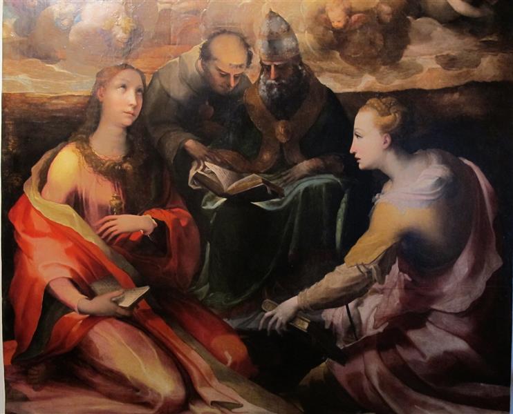 多梅尼科.<a href=https://www.kuhw.com/e/tags/?tagname=%E5%A4%9A%E6%A2%85%E5%B0%BC%E7%A7%91.%E8%B4%9D%E5%8D%A1%E5%AF%8C%E7%B1%B3 target=_blank class=infotextkey>贝卡富米</a>(Domenico Beccafumi)作品-玛丽加冕礼（局部）