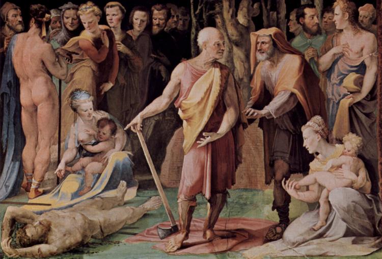 多梅尼科.<a href=https://www.kuhw.com/e/tags/?tagname=%E5%A4%9A%E6%A2%85%E5%B0%BC%E7%A7%91.%E8%B4%9D%E5%8D%A1%E5%AF%8C%E7%B1%B3 target=_blank class=infotextkey>贝卡富米</a>(Domenico Beccafumi)作品-Postumius Tiburzius Tötet Seinen Sohn