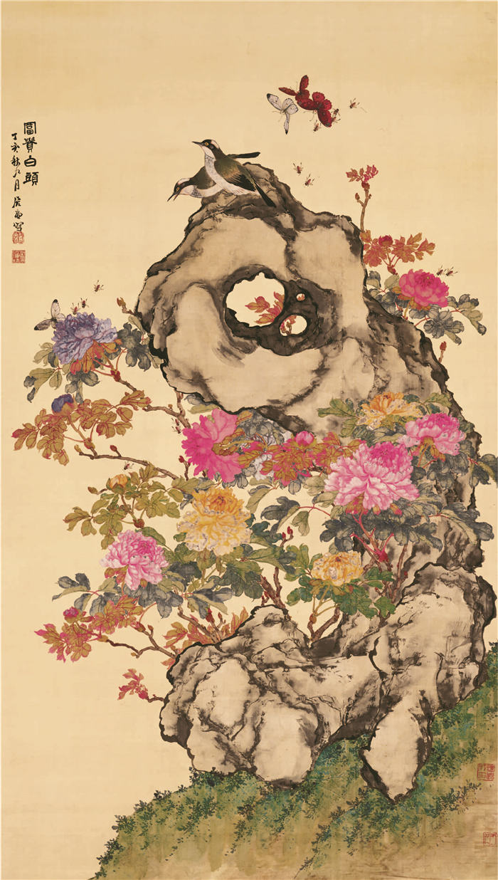 清 居廉 《富贵白头图》作品高清下载 132.5x75