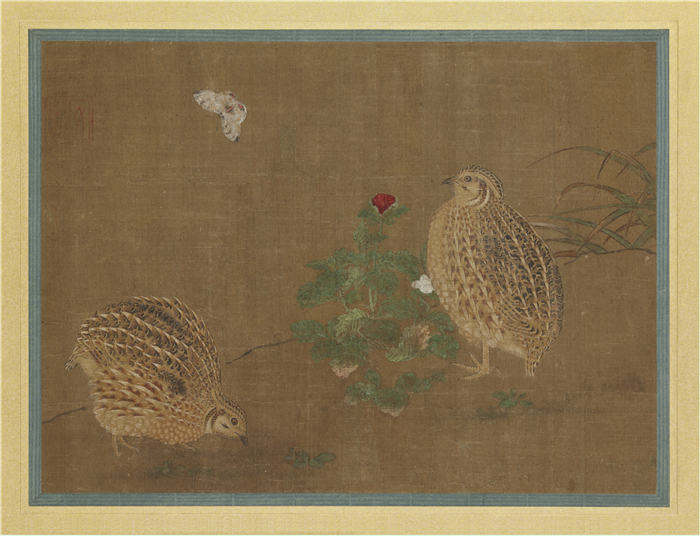 明 传李安忠 《鹌鹑图》高清作品 52x68