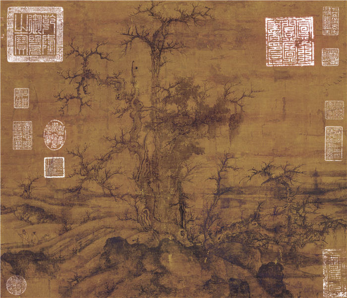 宋人 佚名 《小寒林图》绢本轴高清作品 42.2x49.2 