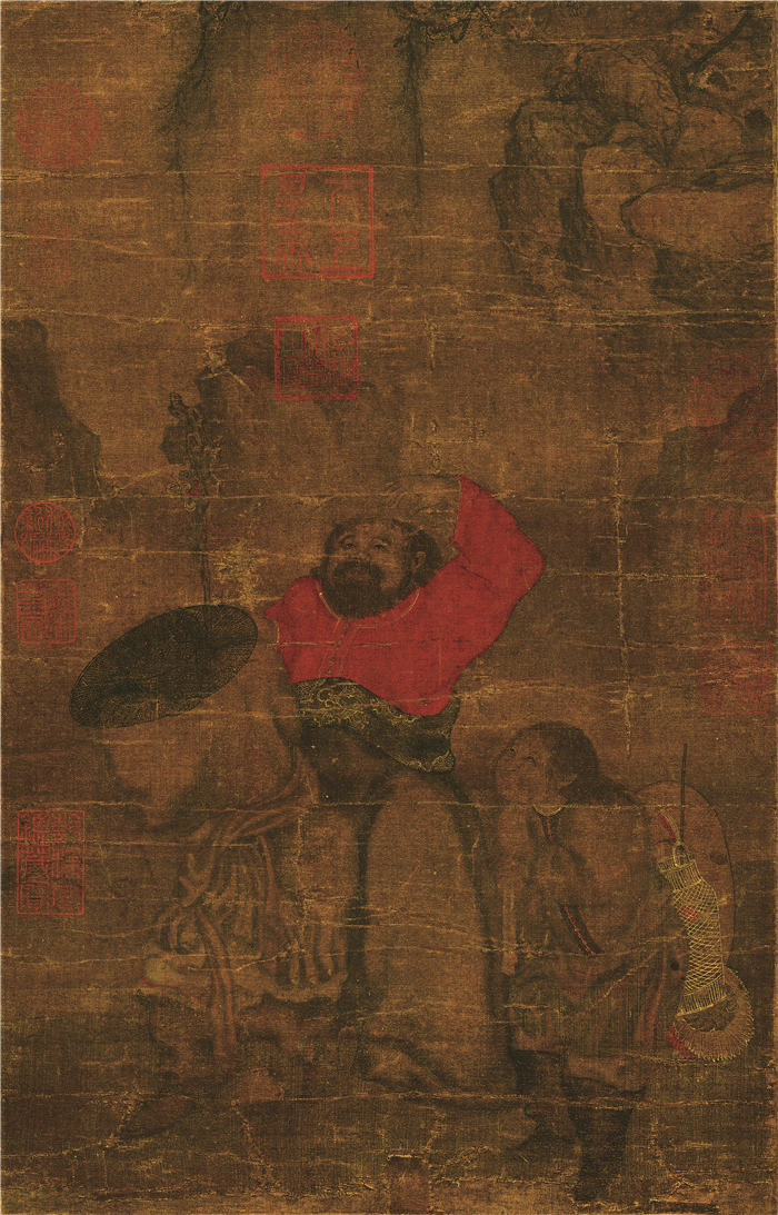 宋-刘松年-《罗汉图》绢本三117x55.8