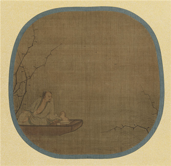 南宋 马远 《舟人形图》高清作品  21.2×21
